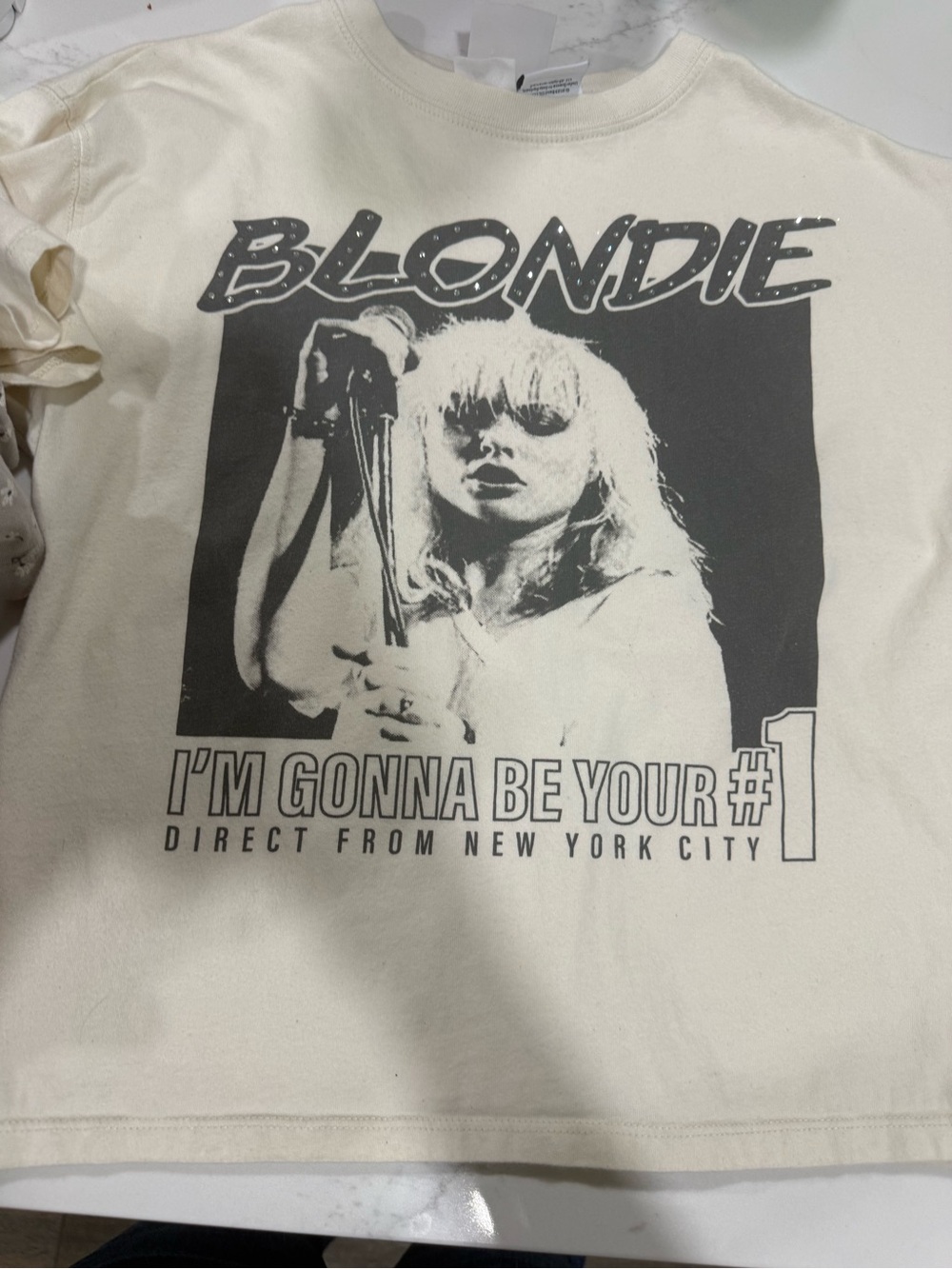 Zara Blondie Graphic Tee in Cream